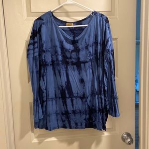 Blue Tie-Dye Piko Long Sleeve Shirt